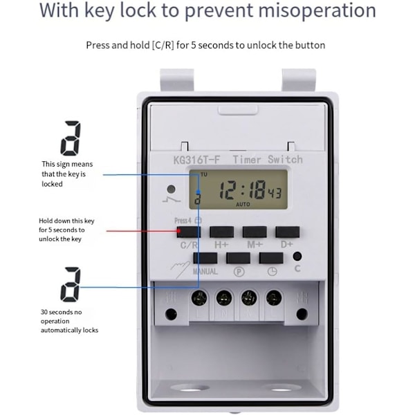 220V Programmerbart Relä Intelligent Digital LCD Väggtimer med Vattentätt Transparent Skydd