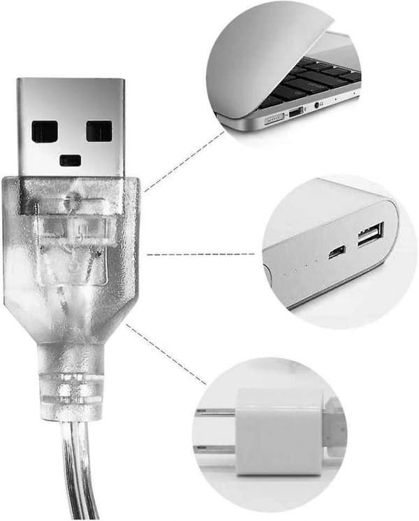 5 i 1 3D gardinlys, USB-streng fe-lys