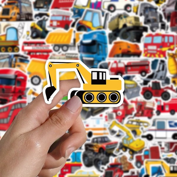100 Stk Cartoon Cars Stickers, Søde Vandtætte Decal Stickers Holdbar Vinyl til