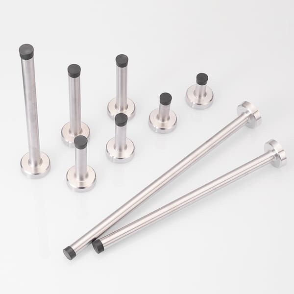 Set med 2 väggdörrstoppar - Rostfria väggdörrstoppar med gummipiggar, silver, 80 mm