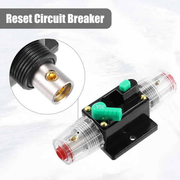 2 stk. DC 12V-48V 30A Bil Reset Sikringsholder - Sort og Grøn