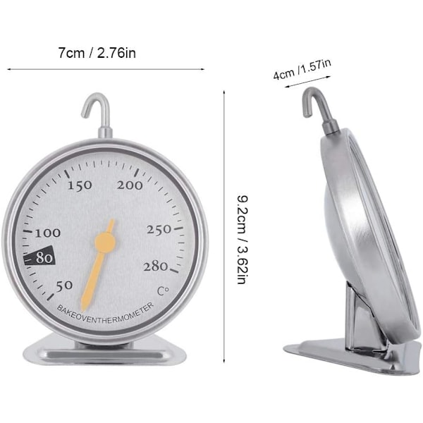 Ovntermometer, 50℃ til 280℃ Holdbart Stort Ur Rustfrit Stål Køkkenovntermometer