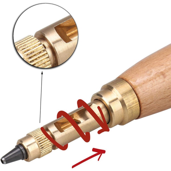 Skru hullslager for lær - 6 spisser - 1,5-4 mm - utskiftbar for