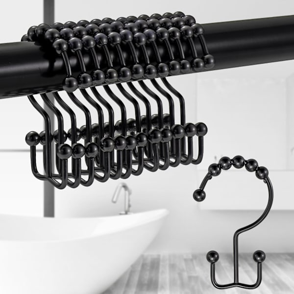 Dusjforhengsringer, rustbestandige metall dobbel dusjkroker for