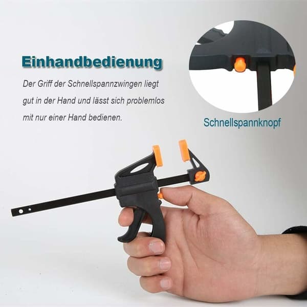 4 enhands klämmor, snabbspänning, maximal klämavstånd. Dis