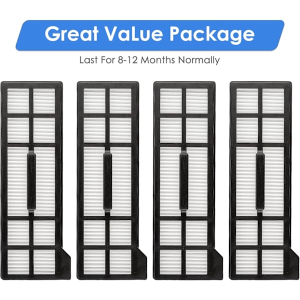 (4-pack) Ersättnings-HEPA-filter, kompatibelt med Eufy X10 Pro Omni robotdammsugare, reservdelsfilter, 4 filter