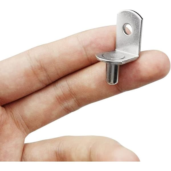 25 stk hylleplugger i metall, hylleplugger i L-form, hylleklemmer