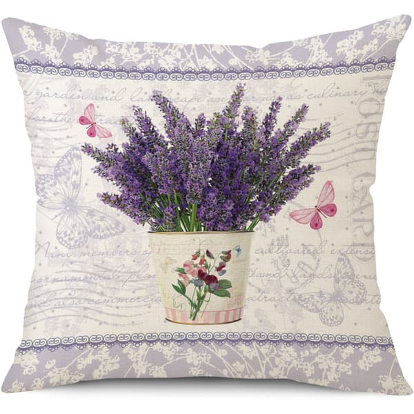 Sæt med 4 lavendel sommerfugl pudebetræk - 45 x 45 cm