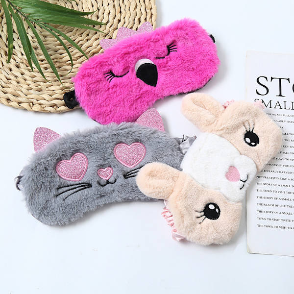3-pack söta djur katt sovmask för flickor söt tecknad katt mjuk