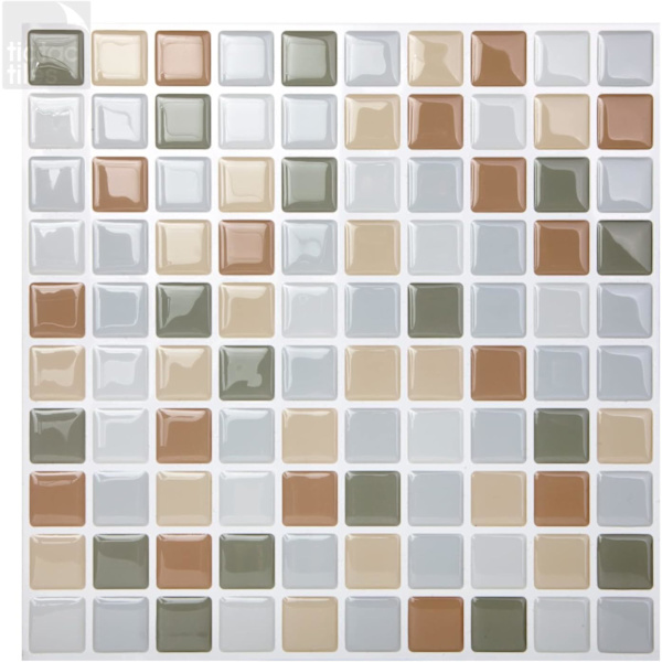 23,6x23,6cm, 3D mosaik kakel självhäftande väggdekaler kakel backsplash