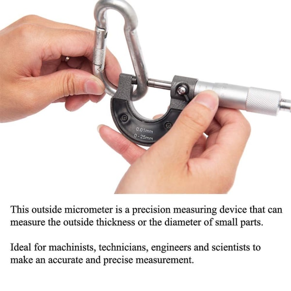 0-25mm Utvendig Mikrometer, 0,01mm Oppløsning (metrisk)