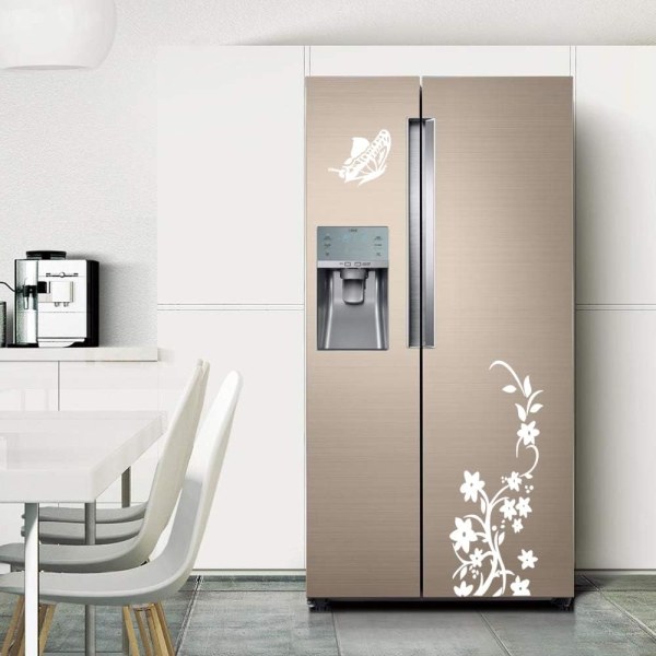 2pcs Flower Vine Refrigerator Wall Stickers 105 * 38cm White