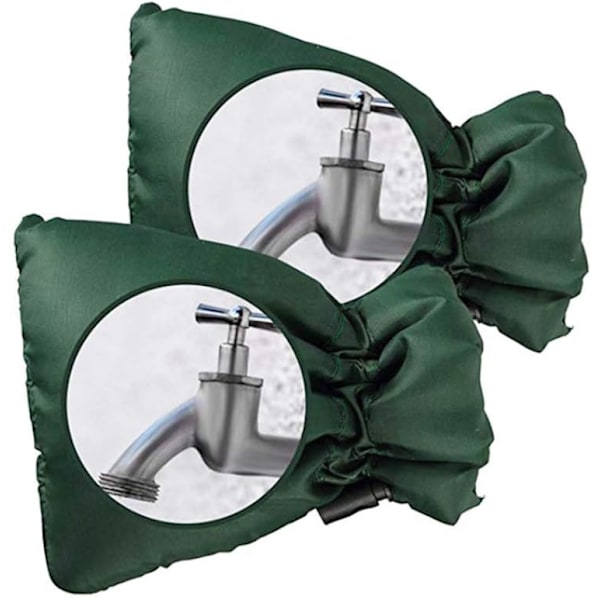 Pack Outdoor Faucet Covers - Thick Outdoor Faucet Frost Protection - Waterproof - Green