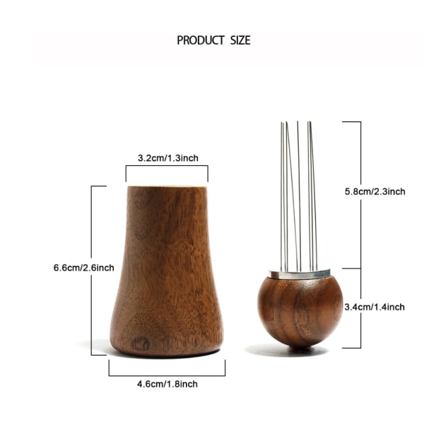 1 stk. Kaffe Klud Pulver Nål Omrøring Løs Pulver Nål Rustfrit Stål med Klud-stil Pulver Nål Base, 9,2*4,6cm