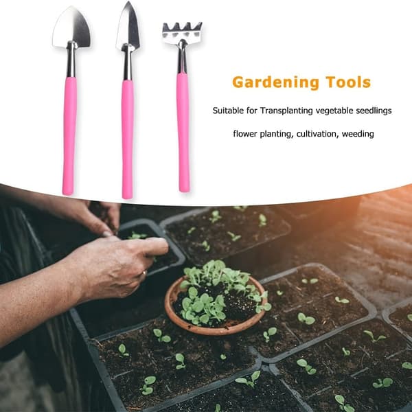Mini hagearbeid trehåndtak rustfritt stål plantespade rake Sh