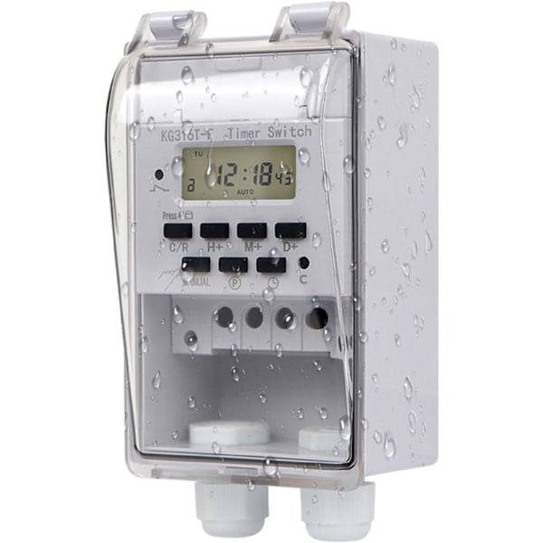 220V Programmerbart Relä Intelligent Digital LCD Väggtimer med Vattentätt Transparent Skydd