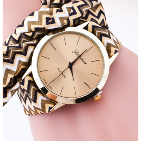 Fashion Women's Watches Striped Fabric Strap Quartz Bracelet Watc