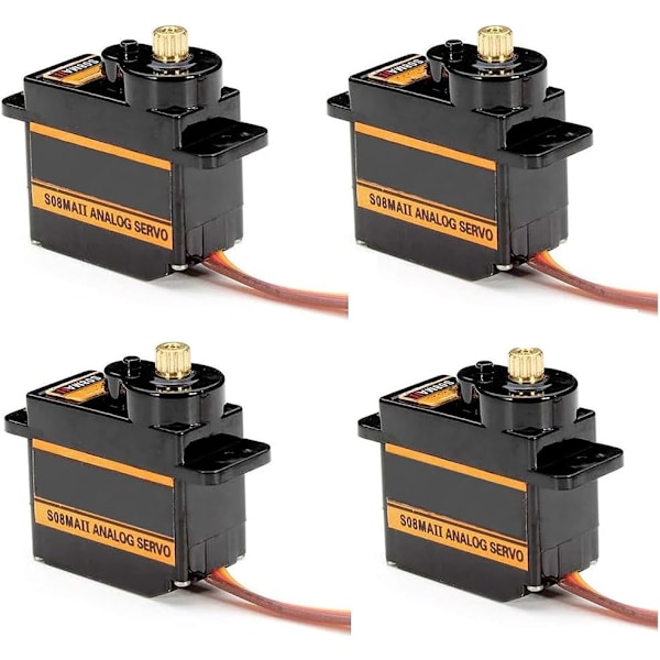 4 st ES08MA II 12g Mini Analog Servo Metallväxel Stötsäker Kompatibel med Stabila Maskiner för RC Modell