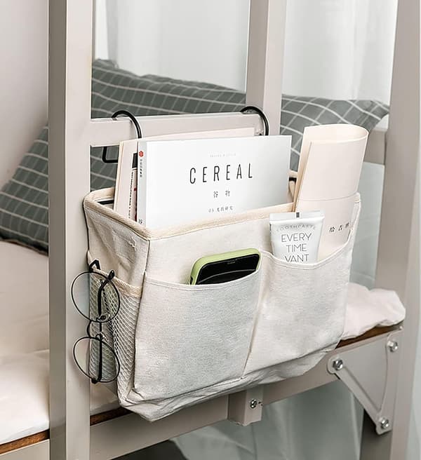 Sengebord hængende opbevaringskurv multifunktionel organizer caddy til