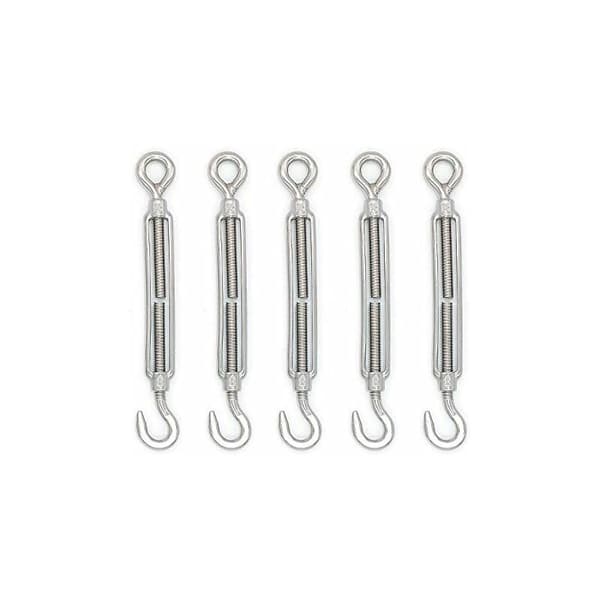 M8 304 Rostfritt Stålkrok Och Ögaturnbuckle - 5 Pack