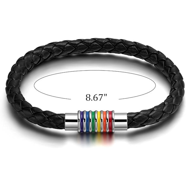 2PCS Titanium Rostfritt Stål Magnet Regnbåge LGBT Pride Hand Brai
