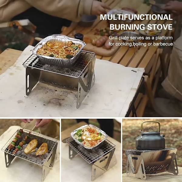 Mini sammenleggbar mobilgrill - 21*15*13cm - Reisebærbar - Kullgrill