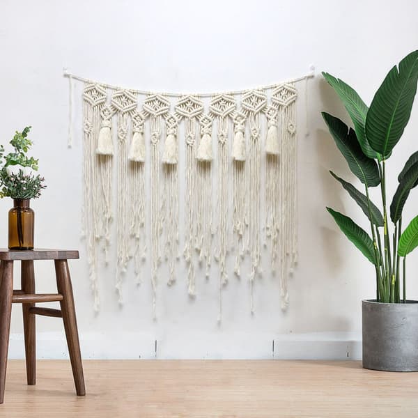 1 stk Makrame Veggteppe, Moderne Chic Vevd Gobelin, 80*90cm Han