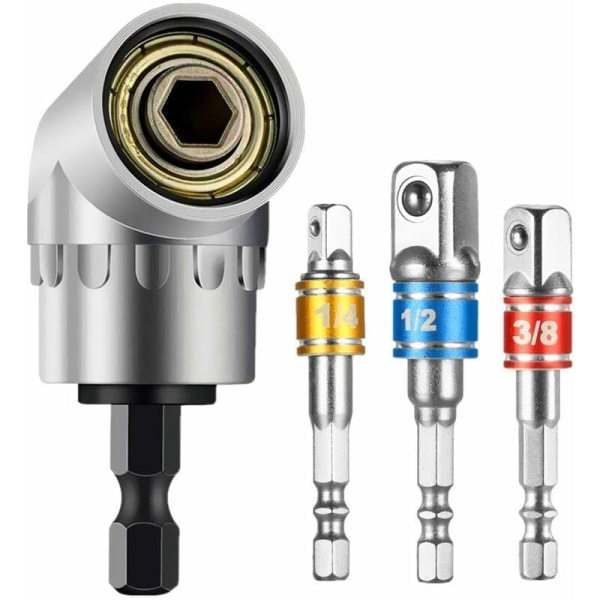 105° vinkel skruvmejseladapter (1/4\", hex bits) och 3 delar sladdlös skruvmejseladapter hylsadapter hylsadapter för bitshållare (1/4,3/8,1/2\").