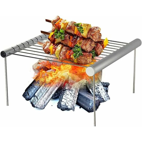 Bærbar grill i rustfrit stål, mini grill, bærbar campinggrill, udendørs bærbar foldegrill, enkel bærbar grill til grill derhjemme, udendørs picnic