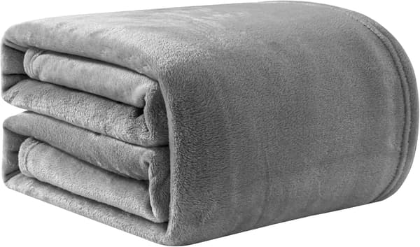 Flanellteppe, Sofateppe 127x152cm Grå, Sengeteppe Sofateppe 2 Personer, Varmt og Mykt Plysj Pelspledd