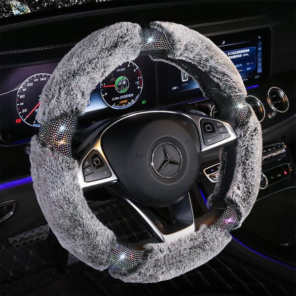 Diamant plyschfiber rattmuff kristall strass vinter varm grå