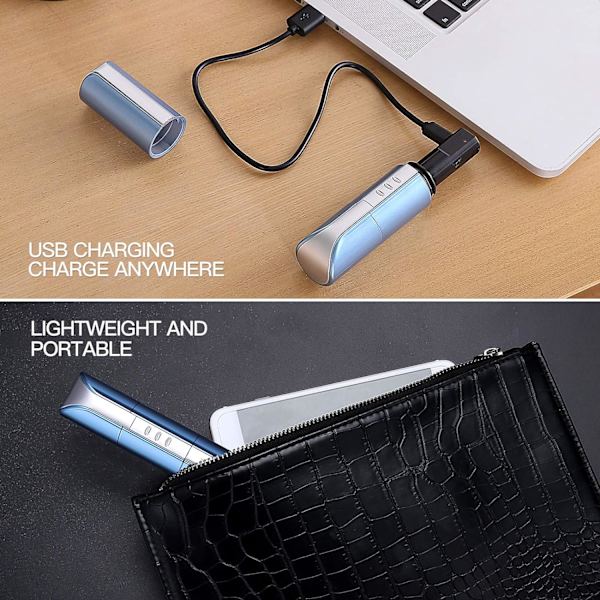 USB-ladattava sähköinen hiustenleikkuri miehille ja naisille, jossa on kaksoisteräiset ruostumattomasta teräksestä valmistetut terät, vedenpitävä, ammattimainen nenä-, korva-, kulmakarva- ja partakarvojen leikkaamiseen