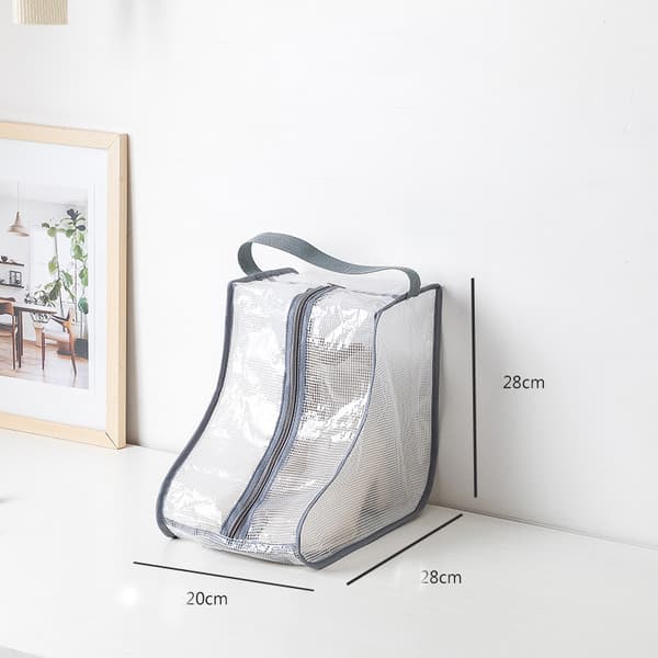 Skooppbevaringspose Oversko Støvler Oppbevaringskuber Skobag Deksel med lokk (Grå, 28*20*28cm)