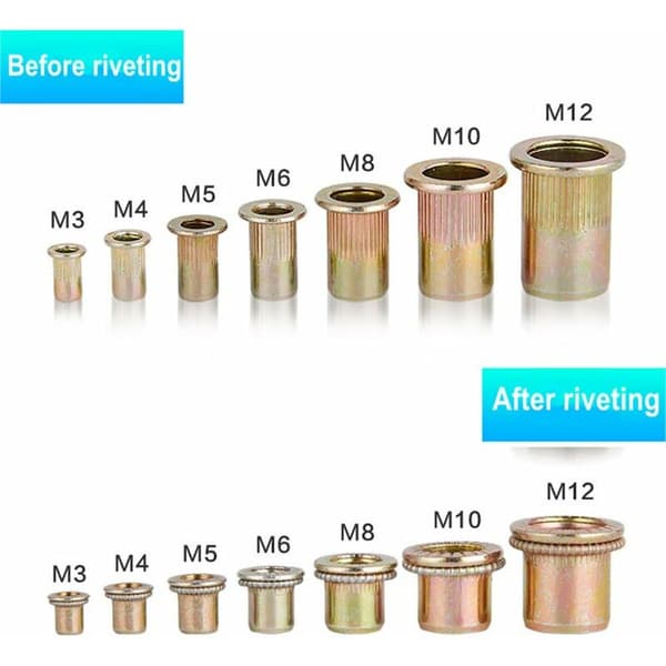 Rivet Écrou,Inserts Filetés Écrou Acier au Carbone Plaqué au Zinc