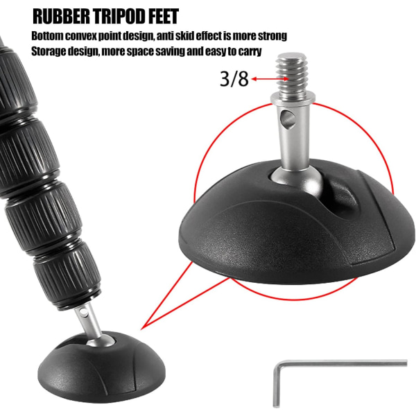 3/8in Gummimonofodfod, Universal Anti-Slip Gummistativfod