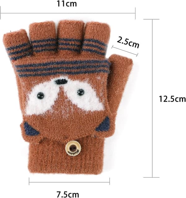 Barn Fingerless Vantar Barn Vinter Varma Konvertibla Flip Top Stickade Halvfingerhandskar för Pojkar Flickor