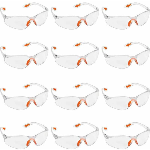 Set med 12 klara skyddsglasögon - skyddsglasögon med plastlins