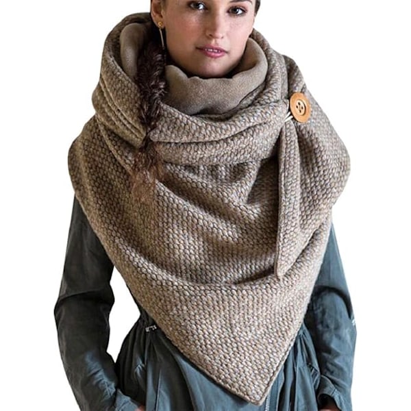 Mode Triangelhalsduk för Män och Kvinnor i Bomull med Knapp Retrotryckt Mönster Enfärgad Mjuk Wrap Casual Halsdukar Sjal Vinter Varm
