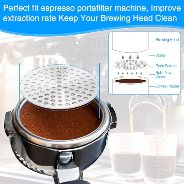 51mm Espresso Puck-Sil, 1,1mm Tykkelse, Gjenbrukbar Filter i Rustfritt Stål for Espresso Portafilter (51mm)
