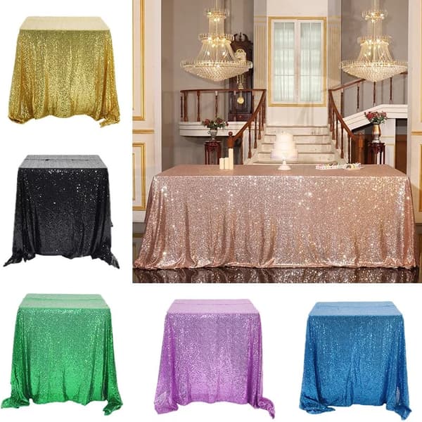 1 stk. Glitter Dug til Bord Sequin Rektangulær Dug Bryllup Banket
