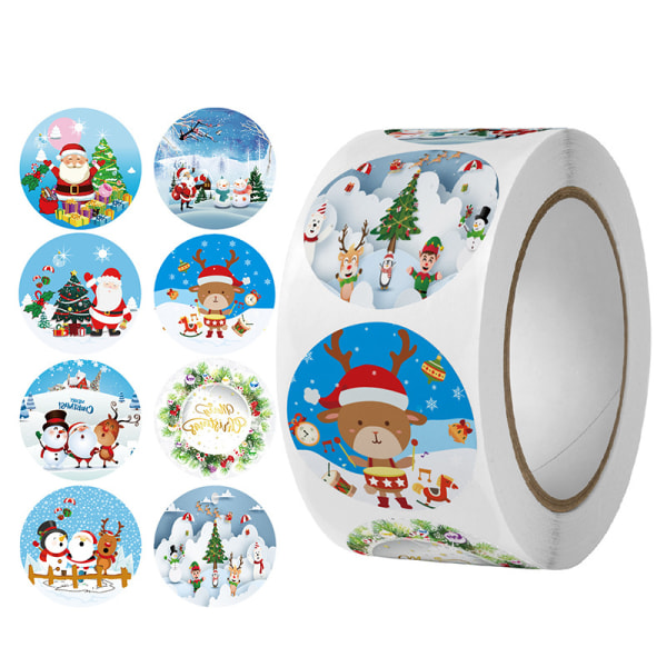 Juleklistremerker for barn-etiketter for julegavepapir, 500 stk 1 tommer 8 Desig