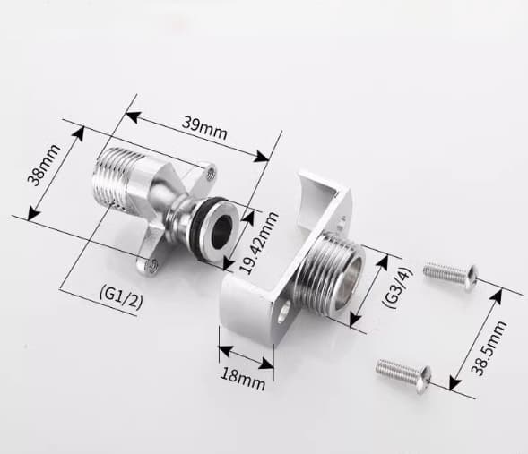 Brusehaneadapter, 2 stk. Brusehaneadapter, Lang og justerbar brusehaneadapter, til justering af vandventilen, løser vandlækage