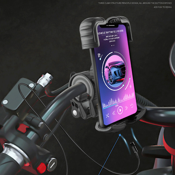 Sykkeltelefonholder, Lamicall motorsykkeltelefonholder - 360° styremontering med rotasjon for iPhone 13 Pro Max, 4,7-6,8 tommers smarttelefoner