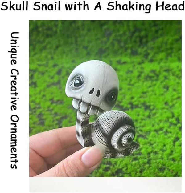 Snail Decor Snail Skull Statue Snail Garden Decor, Shaking Head S
