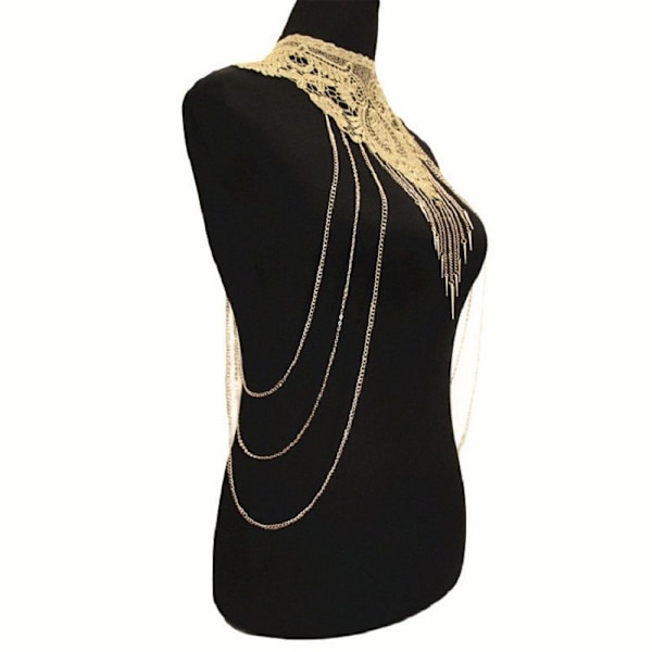 Kvinde Halter Body Chest Chain Rygløs Tank Top BH Halskæde Pa