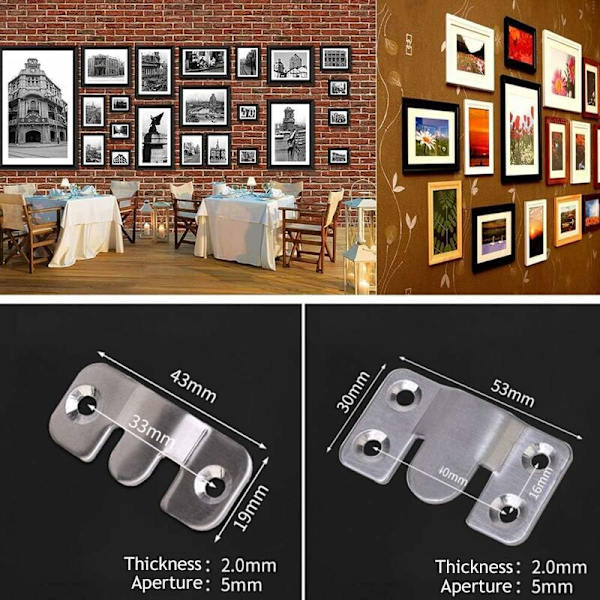 Møbelramme kroker kobling Flush Mount ramme fester Sofa brakett Møbelkobling Egnet for kunstverk rammer plakater seng klokker og speil-20 par