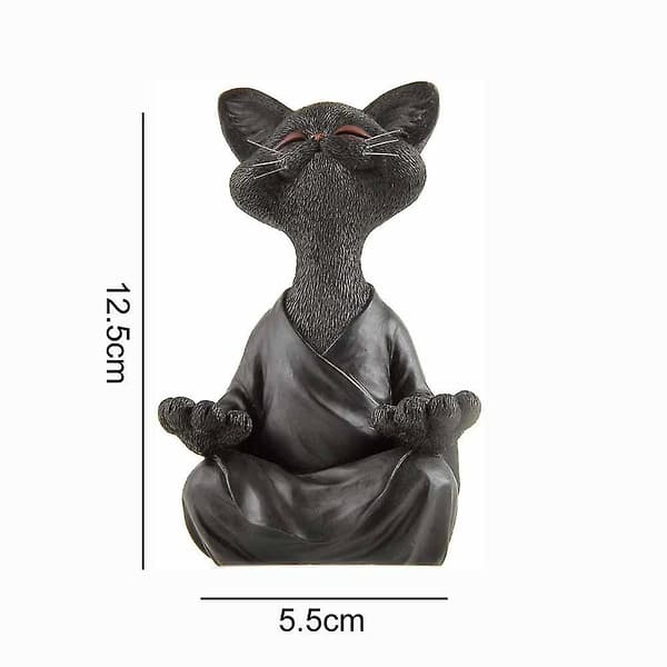 Elegant gave til katteelskere - Buddha kat statue, sort 12,5 cm