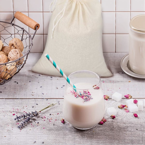 Ostestykkeposer Nøttemelk Silpose Bomulls Musselinposer Mesh Matposer for Yoghurt Kaffe Te Juice Vin (20 x 15CM)