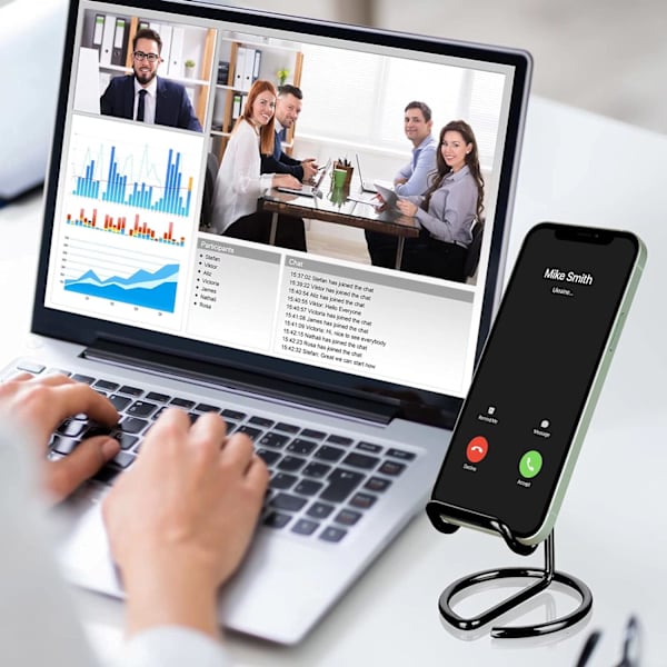 2 stk. mobiltelefonstativ til skrivebord, sødt metal sort mobiltelefonstativholder