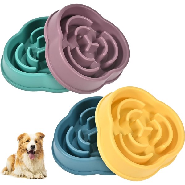 4 stk. langsomt foderhundemadsskåle til små og mellemstore hunde, puslespil langsomt foder